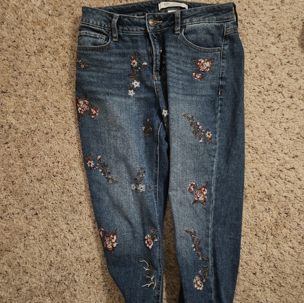 Cato Pettu Floral Embroidered Blue Jeans